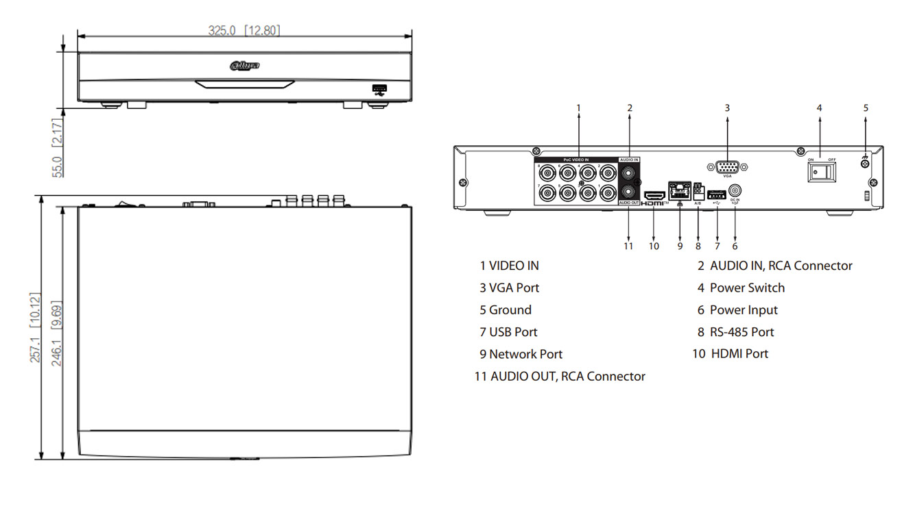 XVR5108H-I3-8P dimensions