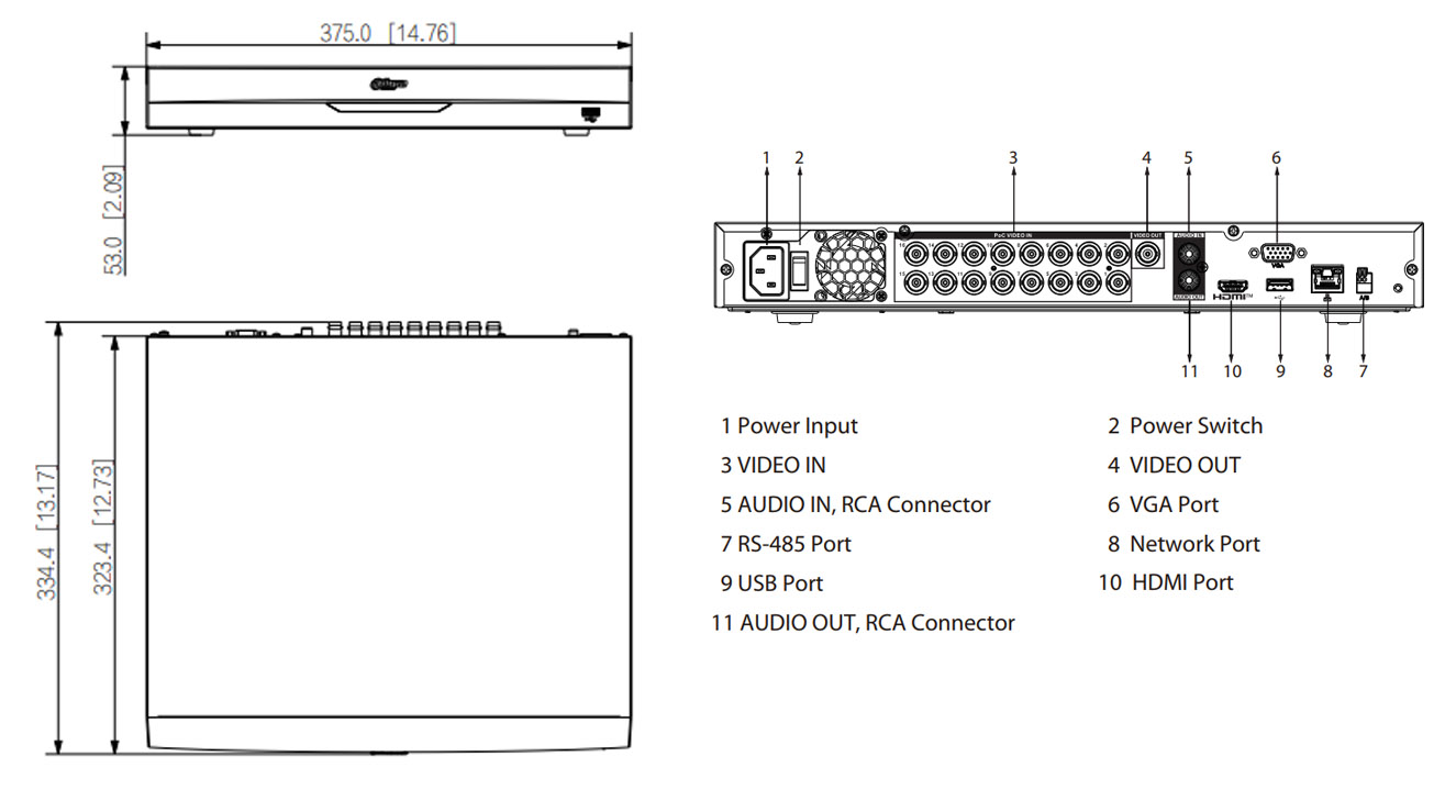 XVR5216AN-I3-16P dimensioni
