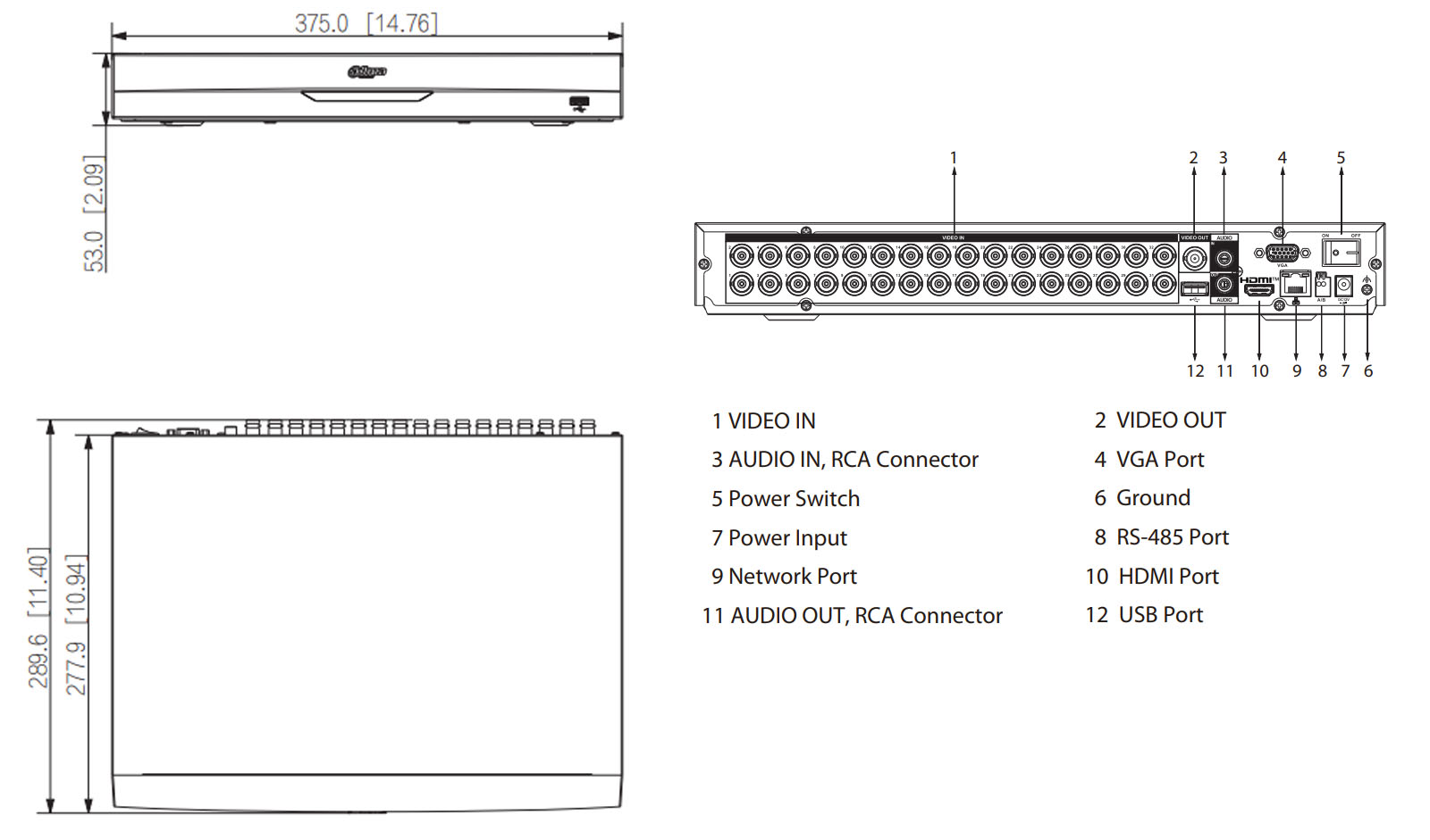 Dimensions du XVR5232AN-I3-T