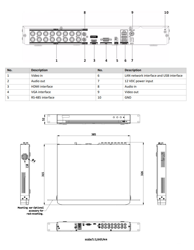 iDS-7216HUHI-M2-X 4A+16IN-4ALM dimensioni